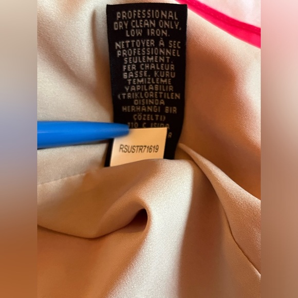 Tibi Silk Barbie Pink and Beige with Navy Straps Lined Camisole Tank Top Size 6 - Picture 7 of 7